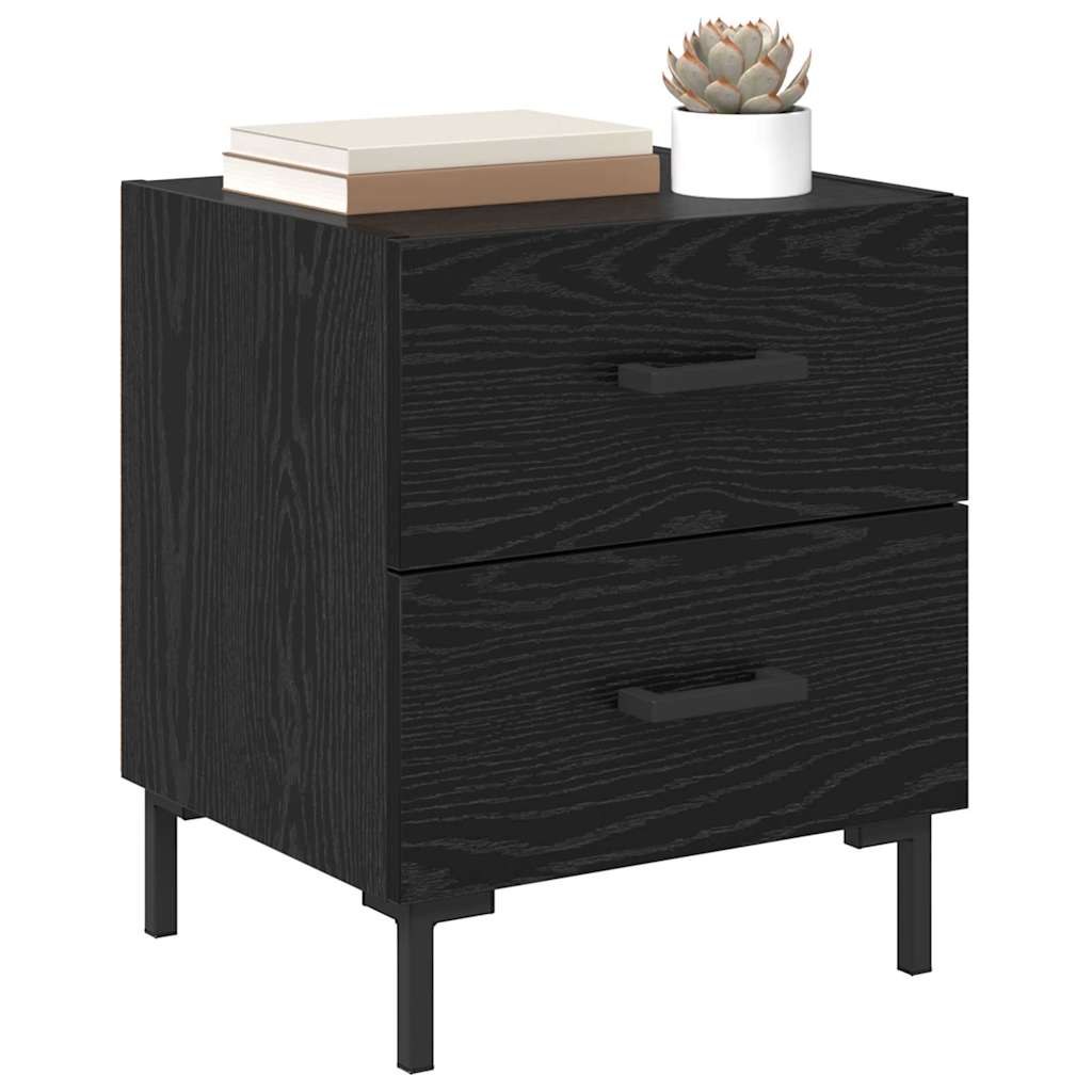 vidaXL Κομοδίνο 2 pcs Μαύρη Οξυά 40 x 35 x 47,5 εκ Επεξεργασμένο ξύλο