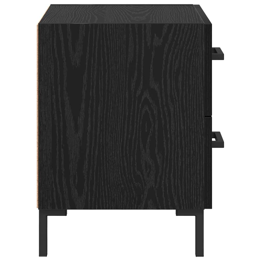vidaXL Κομοδίνο 2 pcs Μαύρη Οξυά 40 x 35 x 47,5 εκ Επεξεργασμένο ξύλο