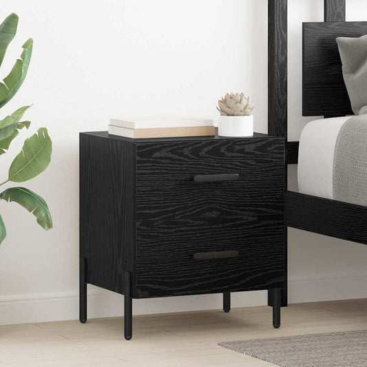 vidaXL Κομοδίνο 2 pcs Μαύρη Οξυά 40 x 35 x 47,5 εκ Επεξεργασμένο ξύλο