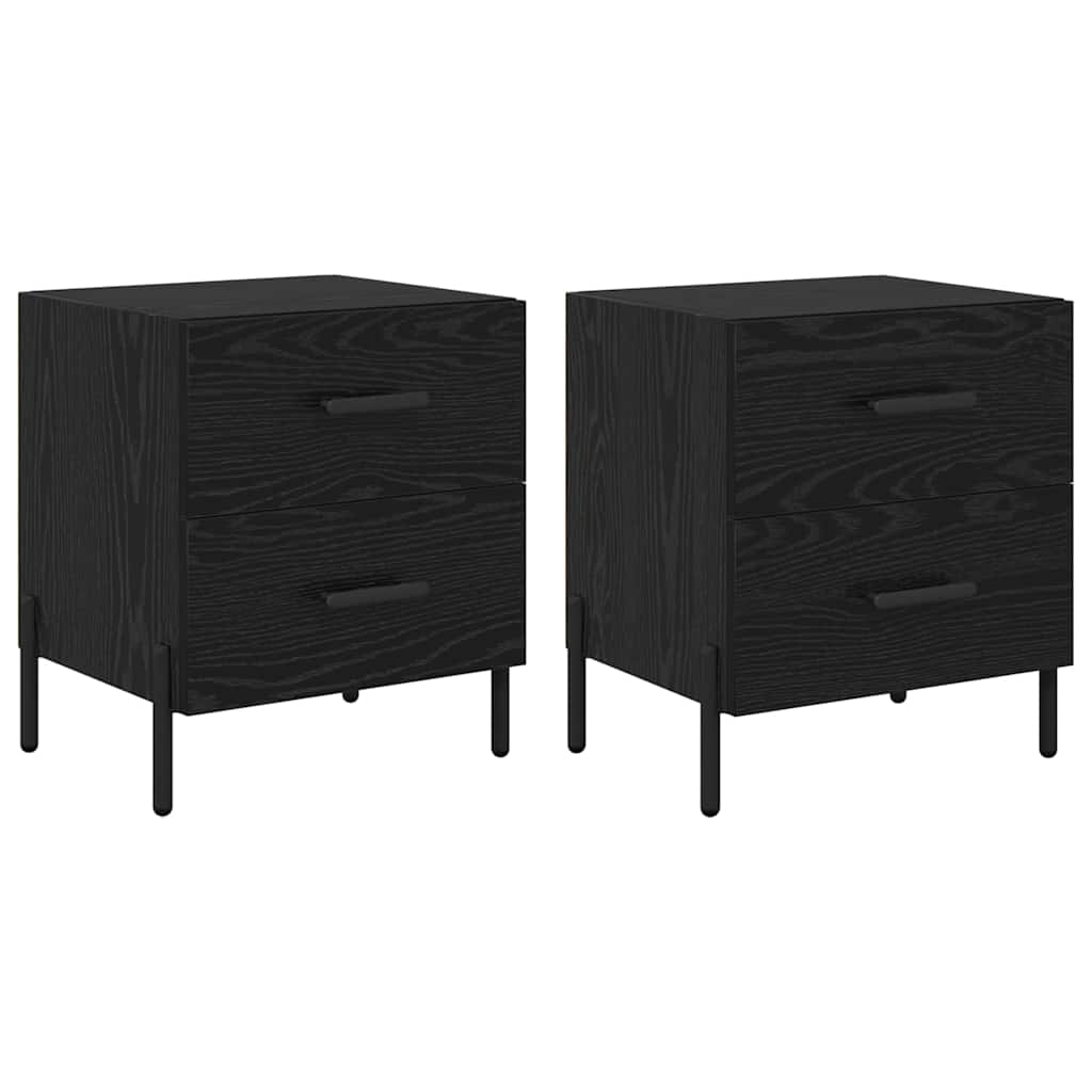 vidaXL Κομοδίνο 2 pcs Μαύρη Οξυά 40 x 35 x 47,5 εκ Επεξεργασμένο ξύλο