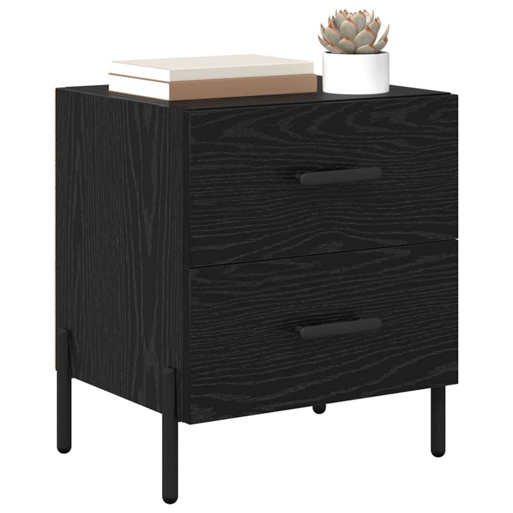 vidaXL Κομοδίνο 2 pcs Μαύρη Οξυά 40 x 35 x 47,5 εκ Επεξεργασμένο ξύλο