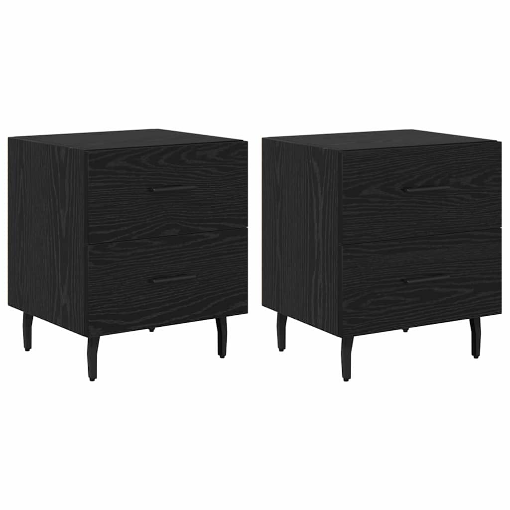 vidaXL Κομοδίνο 2 pcs Μαύρη Οξυά 40 x 35 x 47,5 εκ Επεξεργασμένο ξύλο