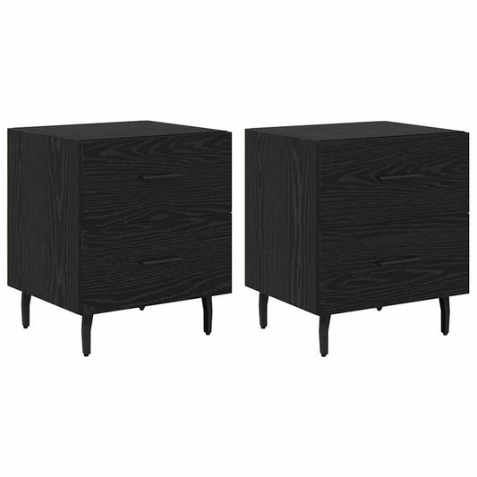 vidaXL Κομοδίνο 2 pcs Μαύρη Οξυά 40 x 35 x 47,5 εκ Επεξεργασμένο ξύλο