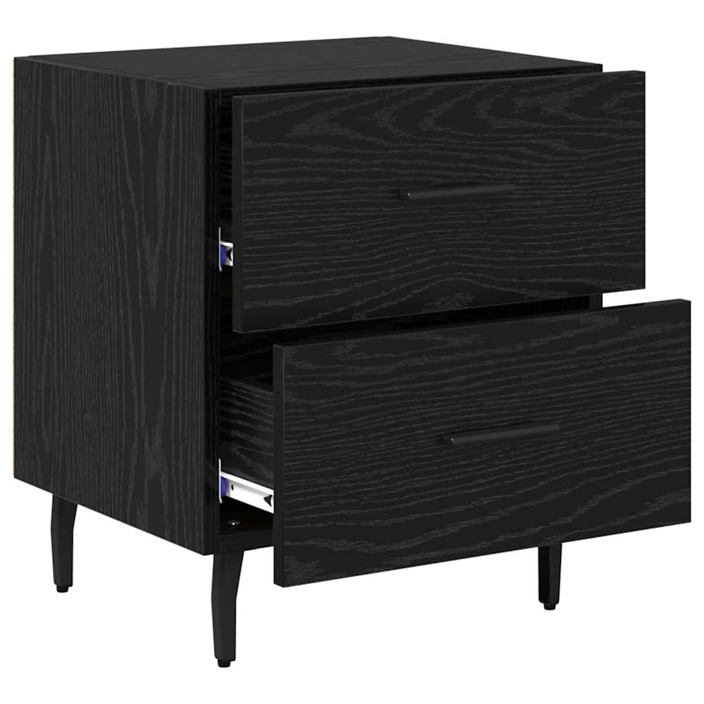 vidaXL Κομοδίνο 2 pcs Μαύρη Οξυά 40 x 35 x 47,5 εκ Επεξεργασμένο ξύλο