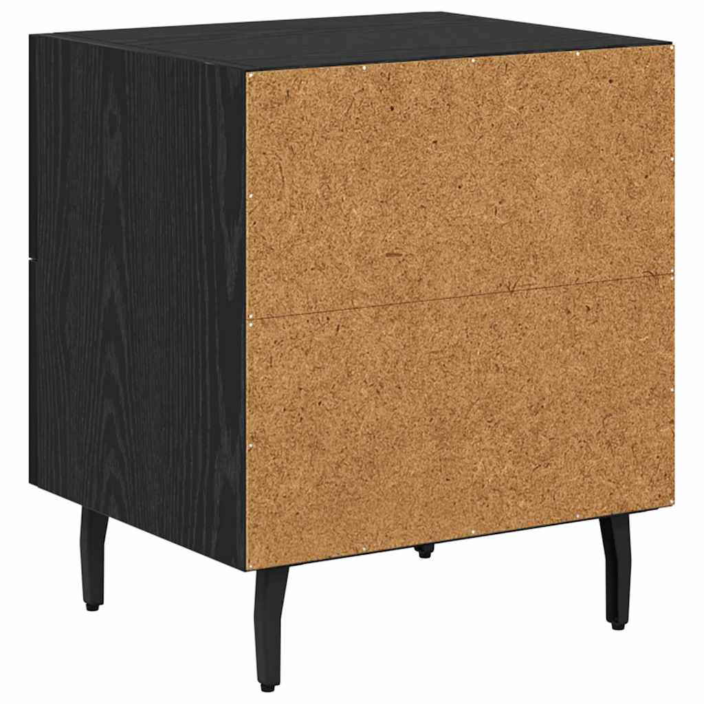 vidaXL Κομοδίνο 2 pcs Μαύρη Οξυά 40 x 35 x 47,5 εκ Επεξεργασμένο ξύλο