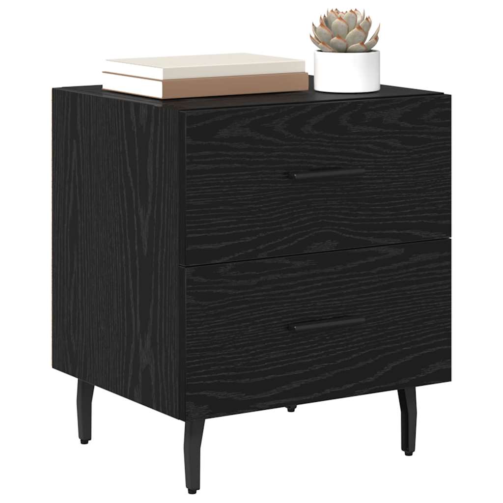 vidaXL Κομοδίνο 2 pcs Μαύρη Οξυά 40 x 35 x 47,5 εκ Επεξεργασμένο ξύλο
