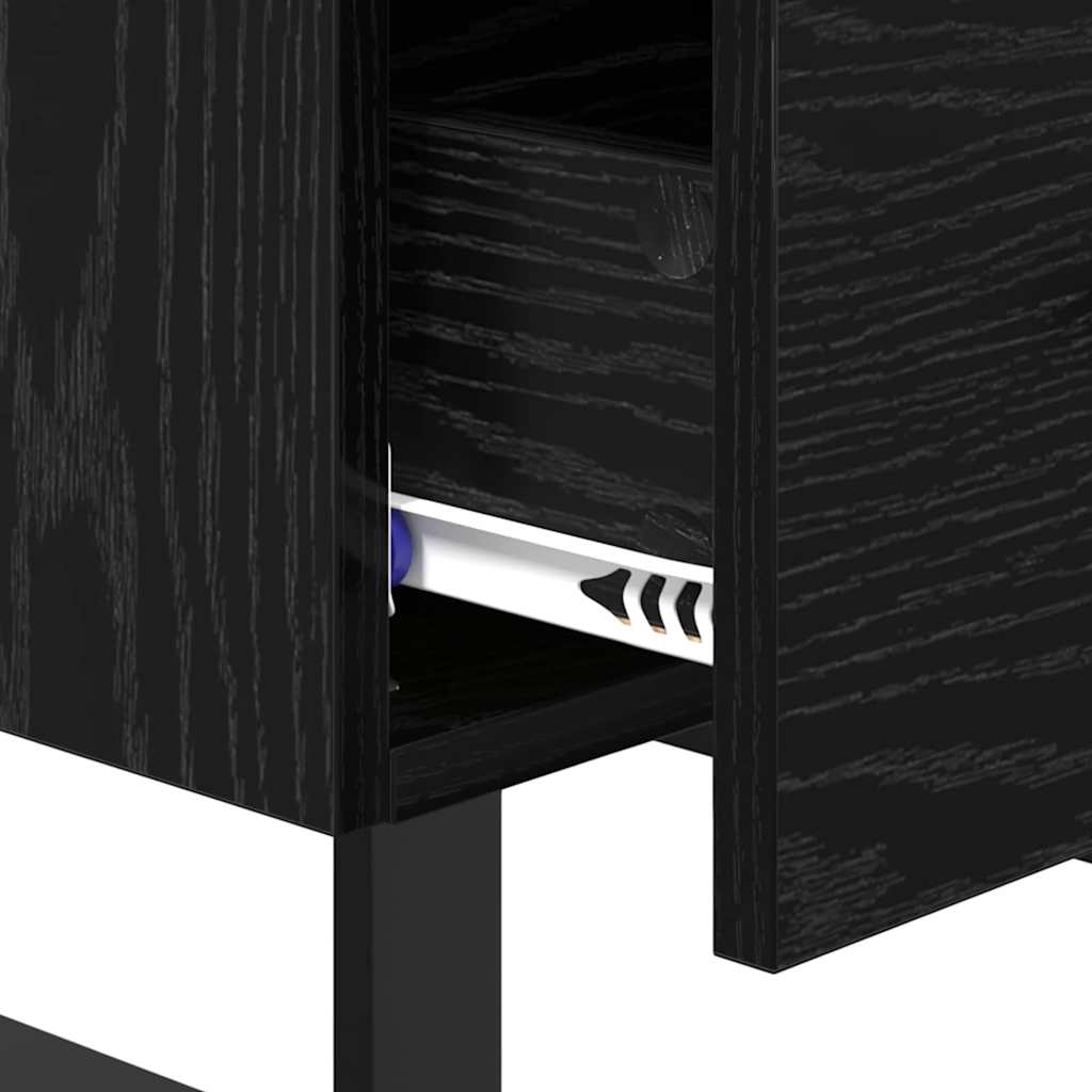 vidaXL Κομοδίνο 2 τμχ. Μαύρη Οξυά 40 x 35 x 47,5 εκ Επεξεργασμένο Ξύλο