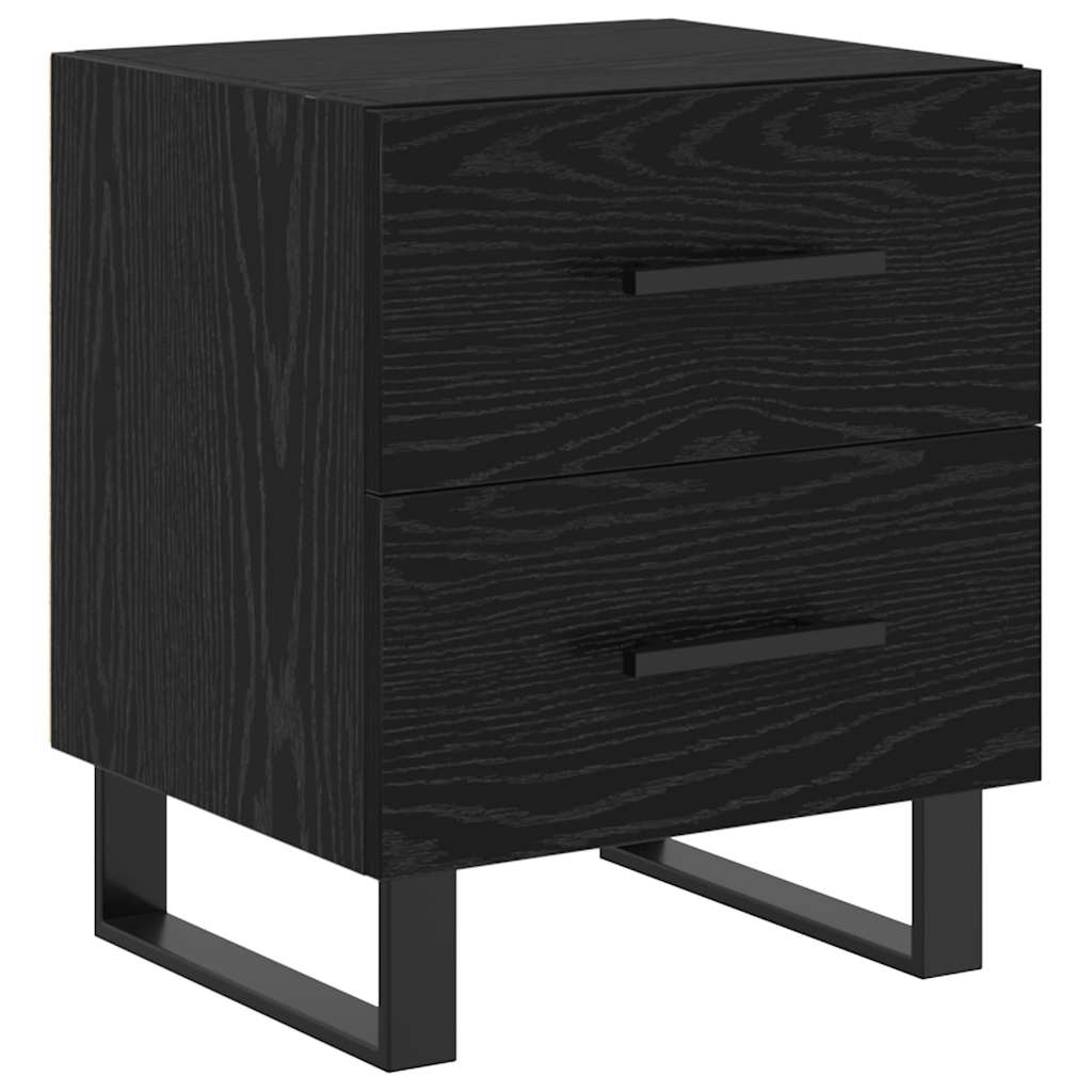 vidaXL Κομοδίνο 2 τμχ. Μαύρη Οξυά 40 x 35 x 47,5 εκ Επεξεργασμένο Ξύλο