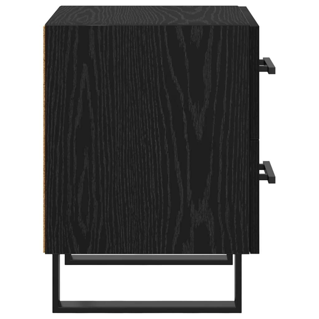 vidaXL Κομοδίνο 2 τμχ. Μαύρη Οξυά 40 x 35 x 47,5 εκ Επεξεργασμένο Ξύλο