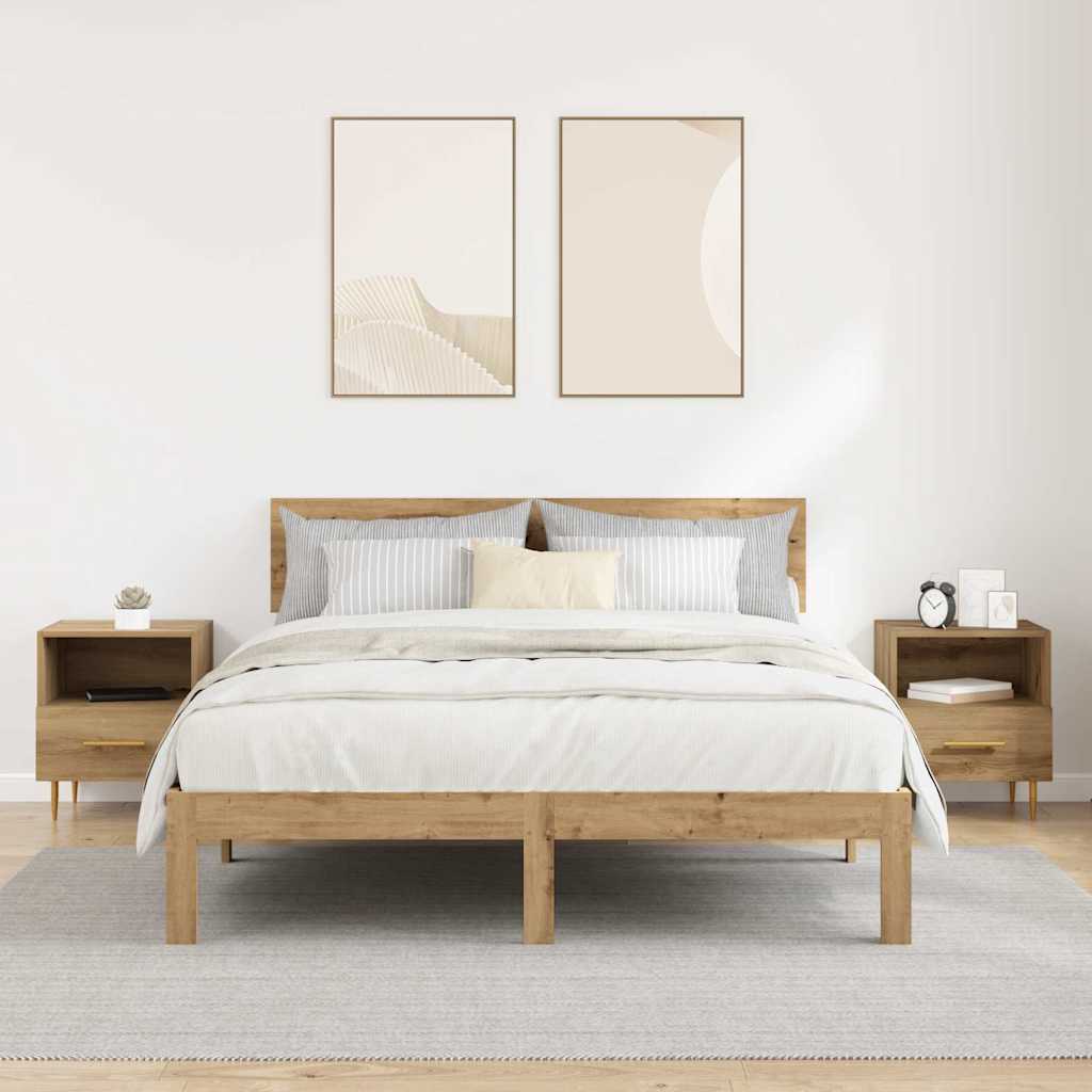 vidaXL Κομοδίνο 2 τμχ. Καφέ 40 x 35 x 47,5 εκ Επεξεργασμένο Ξύλο