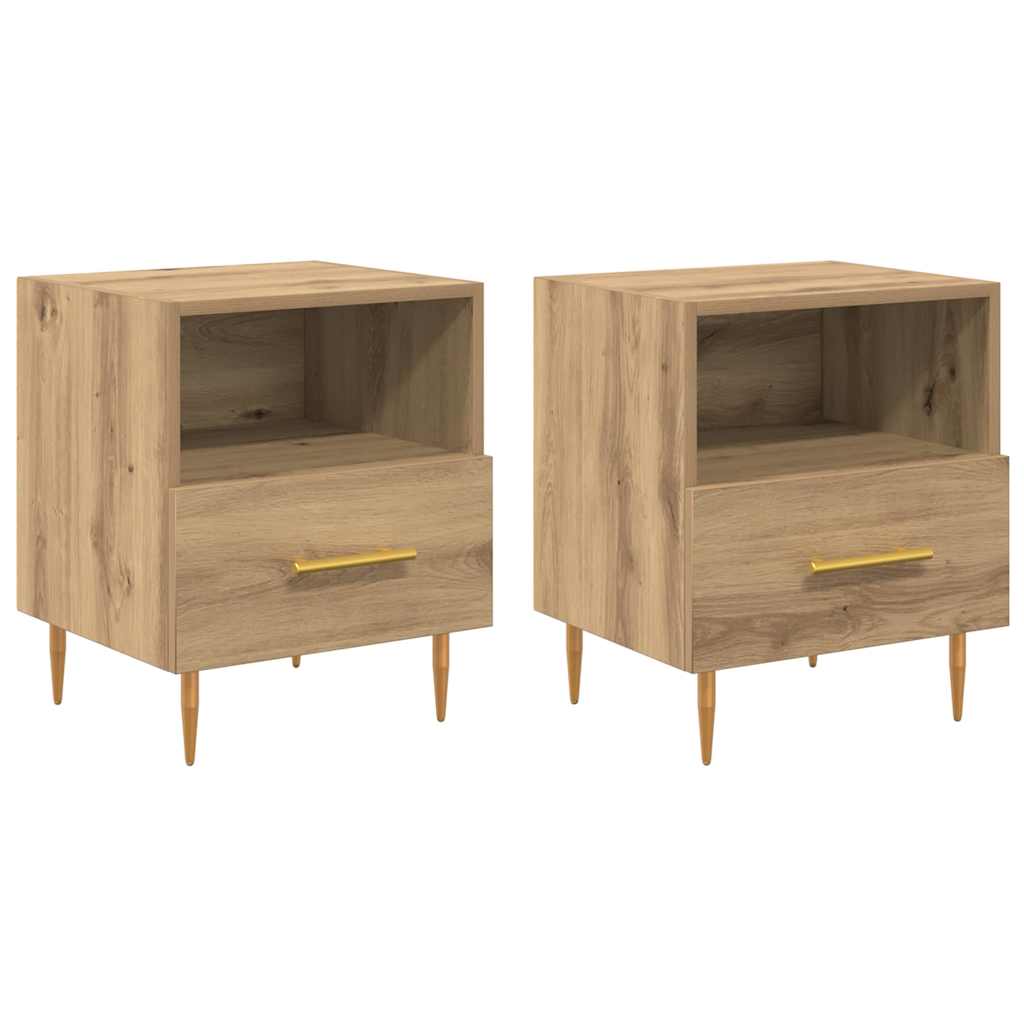 vidaXL Κομοδίνο 2 τμχ. Καφέ 40 x 35 x 47,5 εκ Επεξεργασμένο Ξύλο