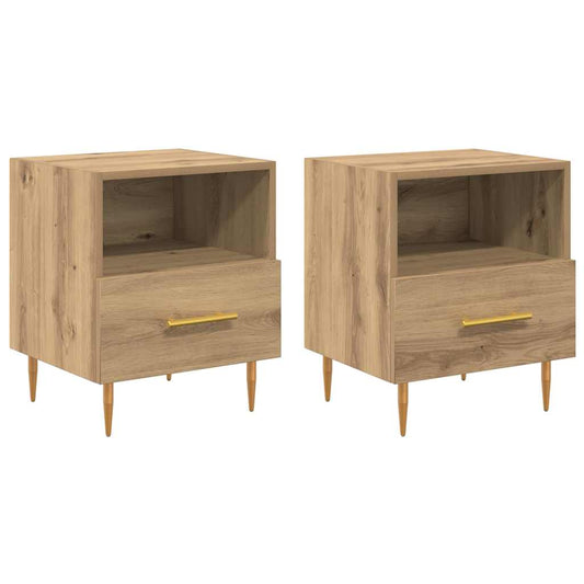 vidaXL Κομοδίνο 2 τμχ. Καφέ 40 x 35 x 47,5 εκ Επεξεργασμένο Ξύλο