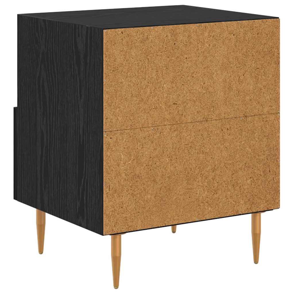 vidaXL Κομοδίνο 2 τμχ. Μαύρο 40 x 35 x 47,5 εκ Επεξεργασμένο Ξύλο
