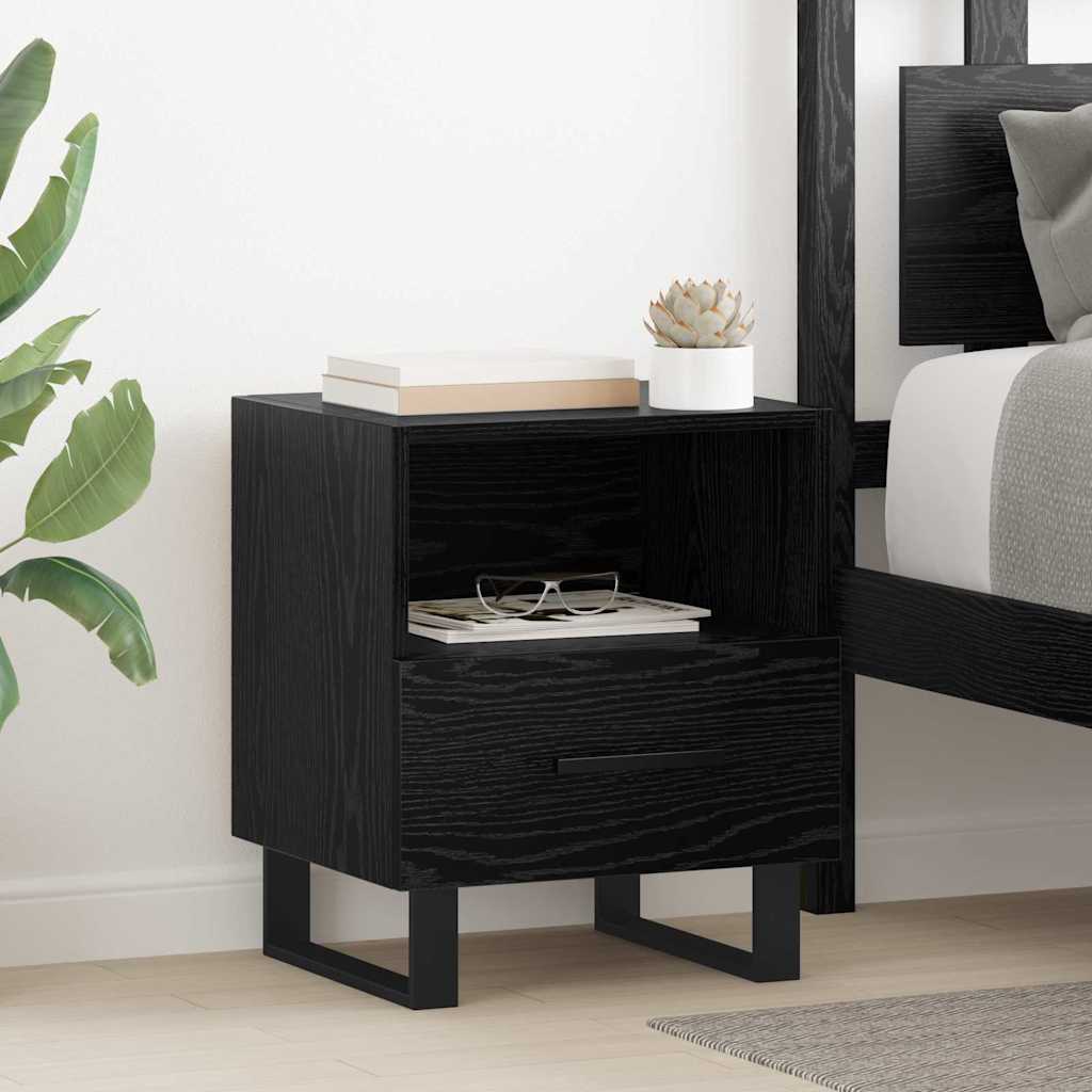 vidaXL Κομοδίνο 2 pcs Μαύρη Οξυά 40 x 35 x 47,5 εκ Επεξεργασμένο ξύλο