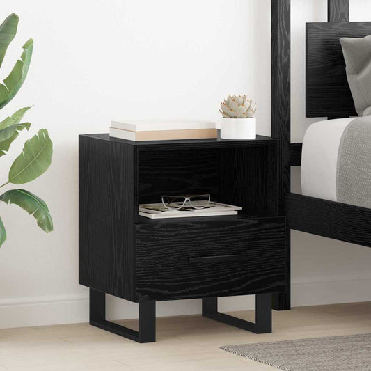 vidaXL Κομοδίνο 2 pcs Μαύρη Οξυά 40 x 35 x 47,5 εκ Επεξεργασμένο ξύλο