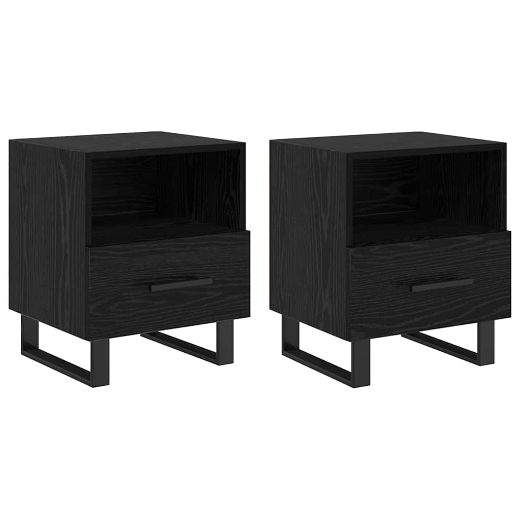 vidaXL Κομοδίνο 2 pcs Μαύρη Οξυά 40 x 35 x 47,5 εκ Επεξεργασμένο ξύλο