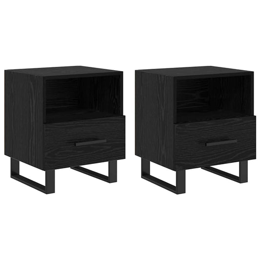 vidaXL Κομοδίνο 2 pcs Μαύρη Οξυά 40 x 35 x 47,5 εκ Επεξεργασμένο ξύλο