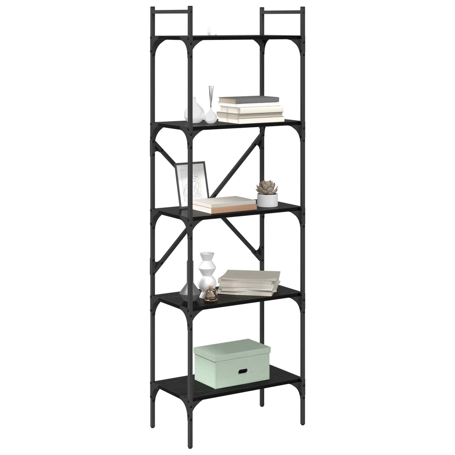 vidaXL Βιβλιοθήκη Μαύρη Οξυά 56 x 32 x 174 cm Επεξεργασμένο ξύλο