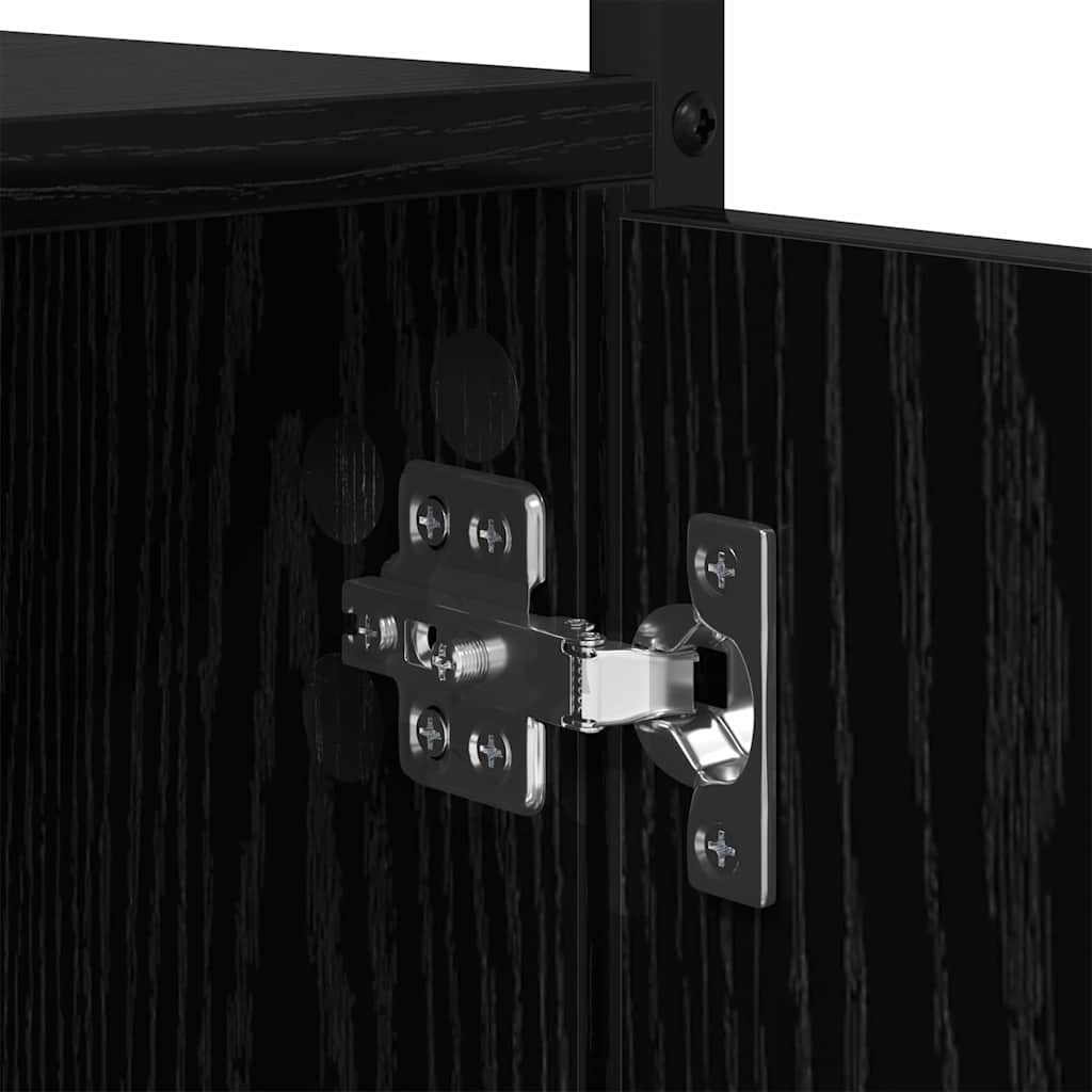 vidaXL Βιβλιοθήκη Μαύρη Οξυά 44,5 x 30 x 154,5 εκ. Επεξεργασμένο ξύλο