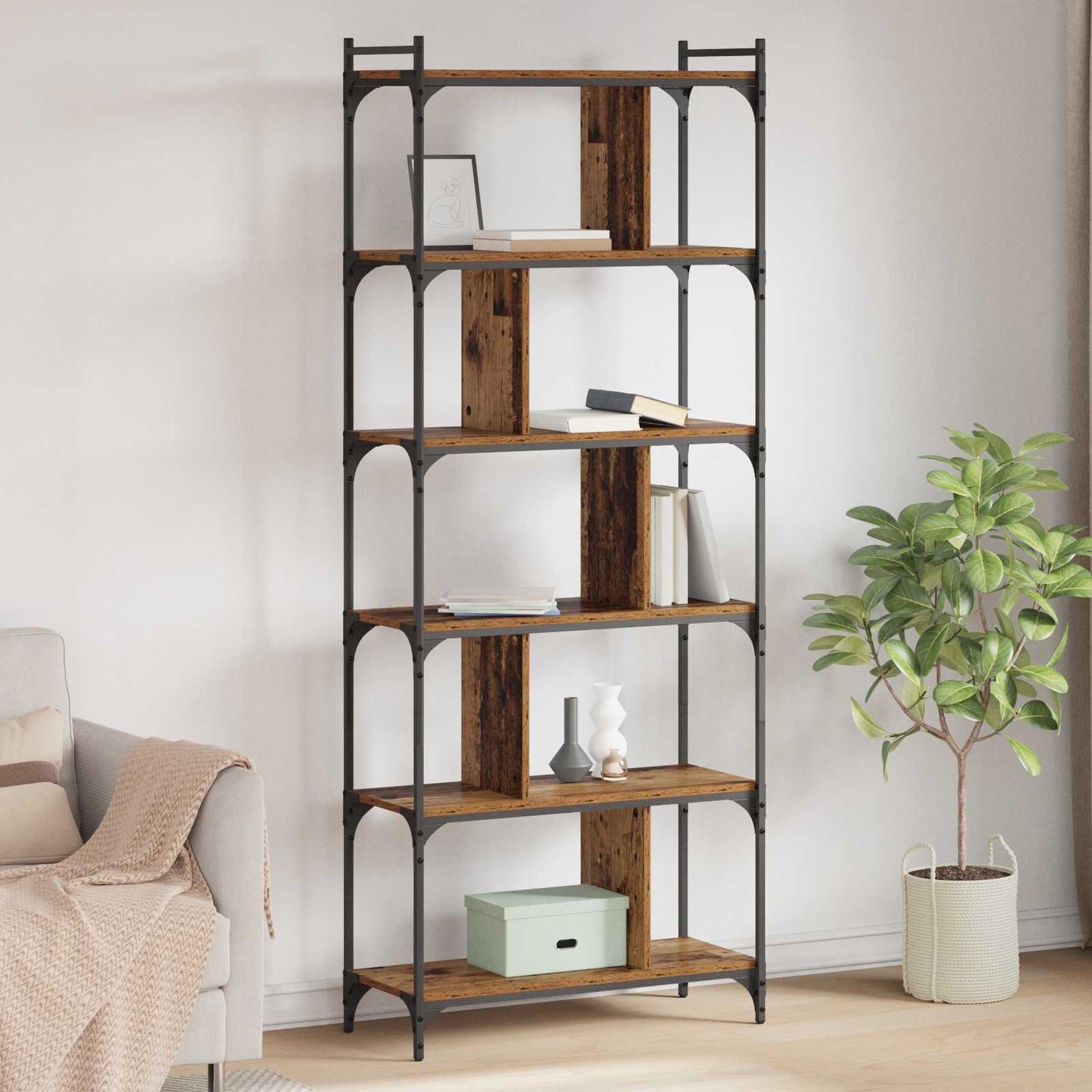 vidaXL Βιβλιοθήκη Παλαιό ξύλο 76 x 32 x 192 εκ. Επεξεργασμένο ξύλο