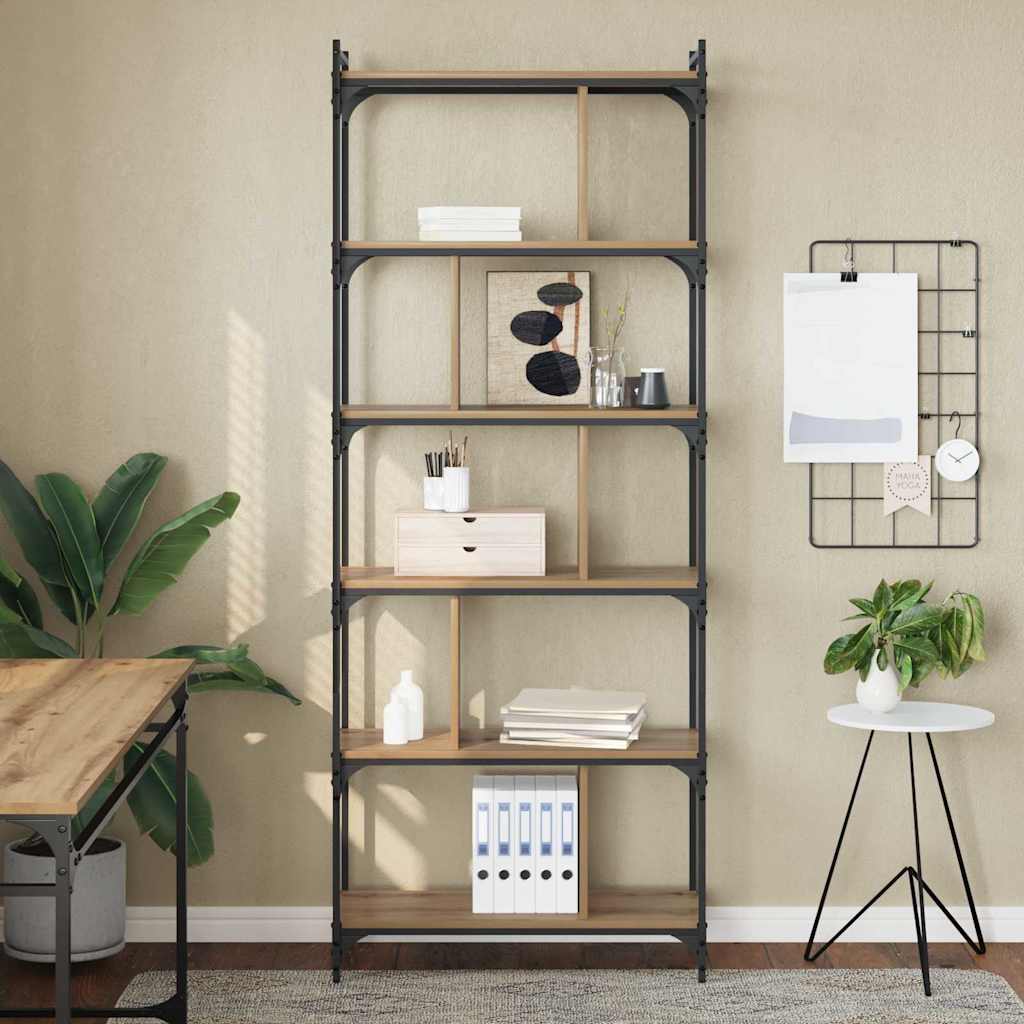 vidaXL Βιβλιοθήκη artisan δρυς 76 x 32 x 192 εκ. Επεξεργασμένο ξύλο