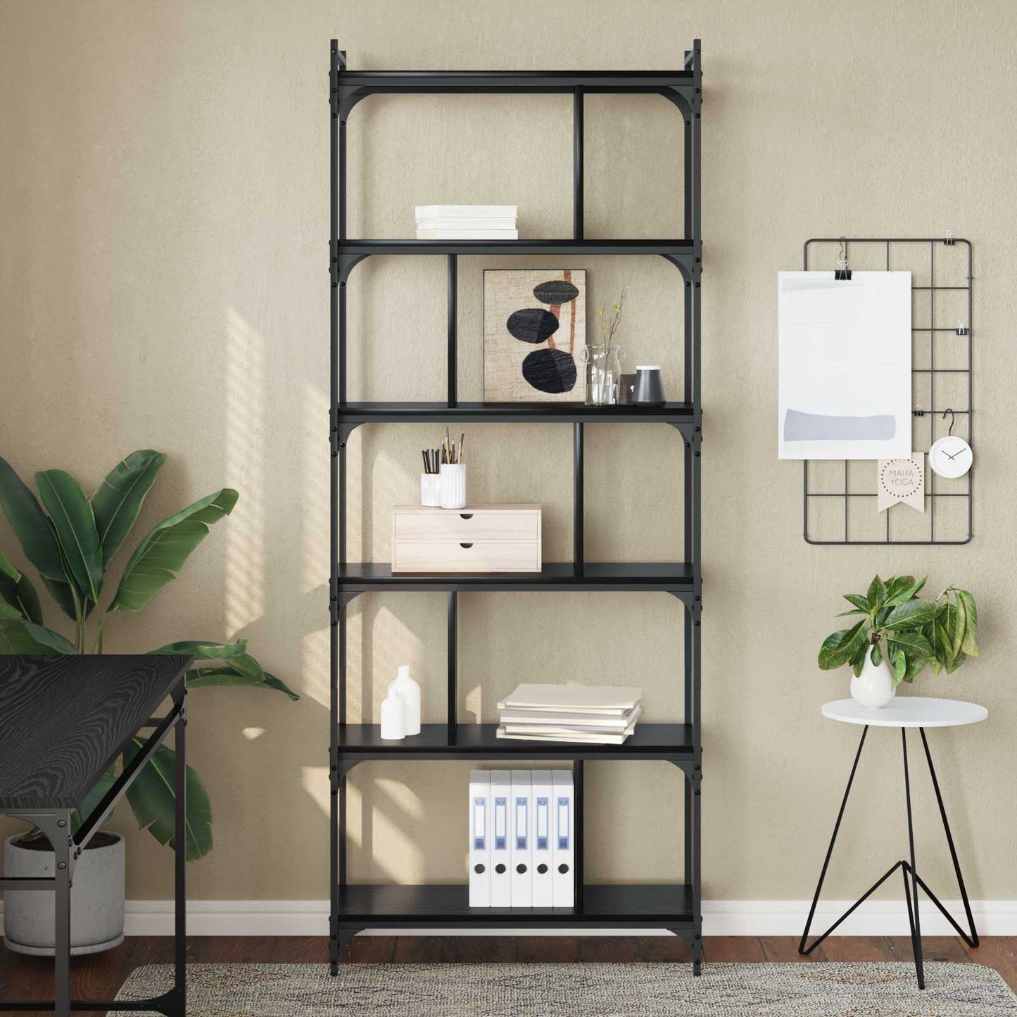 vidaXL Βιβλιοθήκη Μαύρη δρυς 76 x 32 x 192 εκ. Επεξεργασμένο ξύλο
