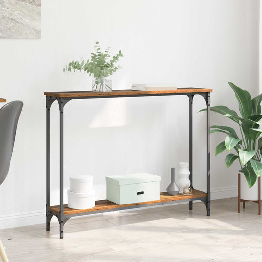 vidaXL Τραπέζι κονσόλας με ράφι Παλιό Ξύλο 100 x 22,5 x 75 εκ
