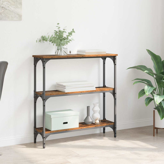 vidaXL Τραπέζι κονσόλας με ράφι Παλιό ξύλο 75 x 22,5 x 75 εκ