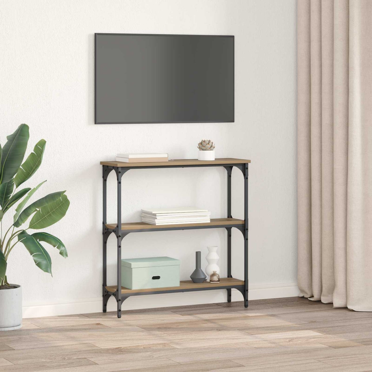 vidaXL Τραπέζι κονσόλας με ράφι Artisan Oak 75 x 22,5 x 75 εκ