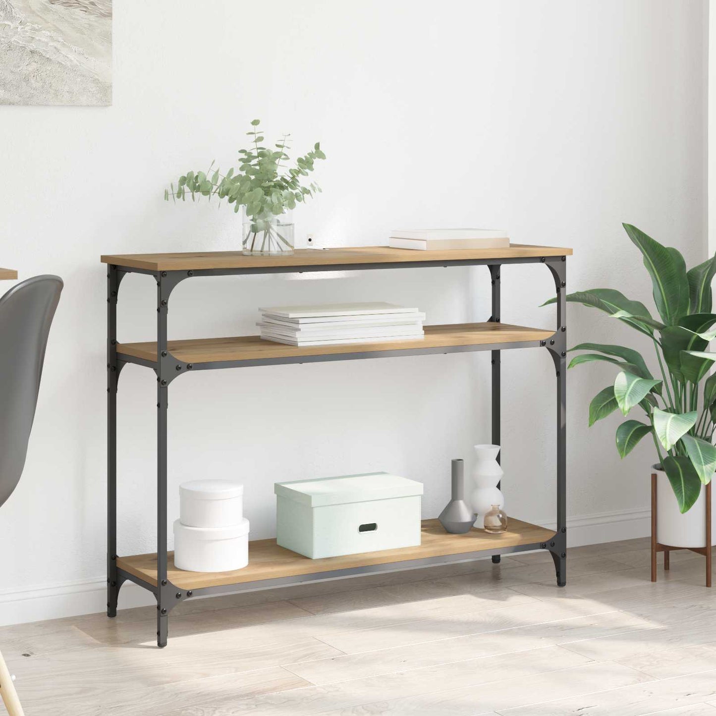 vidaXL Τραπέζι κονσόλας με ράφι Artisan Oak 100 x 29 x 75 εκ.
