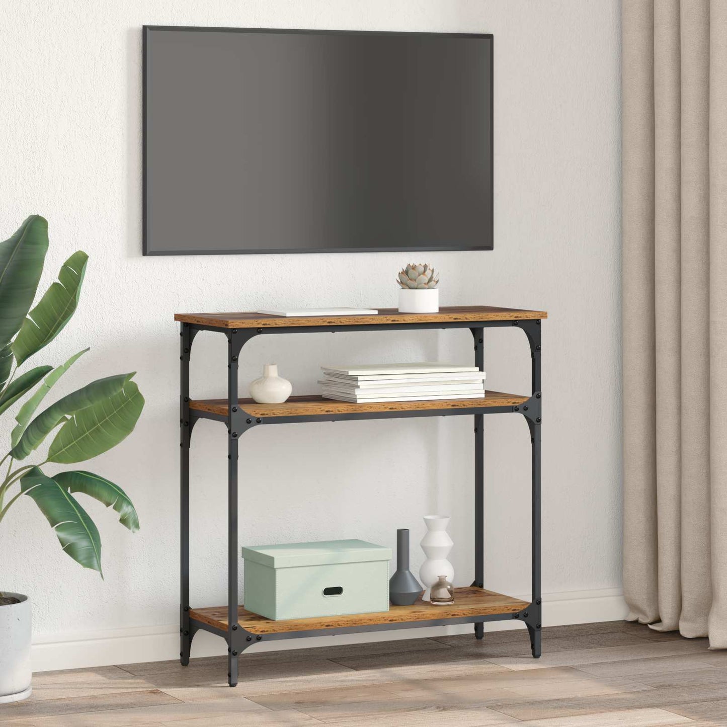vidaXL Τραπέζι κονσόλας Παλιό Ξύλο 75 x 29 x 75 εκ Επεξεργασμένο ξύλο