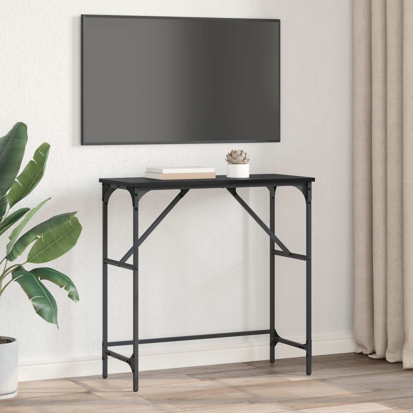 vidaXL Τραπέζι κονσόλας Μαύρη Οξυά 75 x 32 x 75 εκ. Επεξεργασμένο Ξύλο