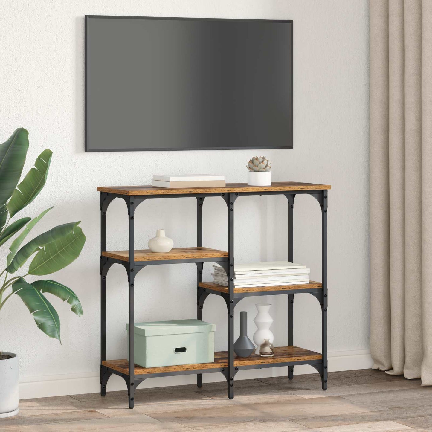 vidaXL Τραπέζι κονσόλας Παλιό Ξύλο 80 x 29 x 75 εκ Επεξεργασμένο ξύλο