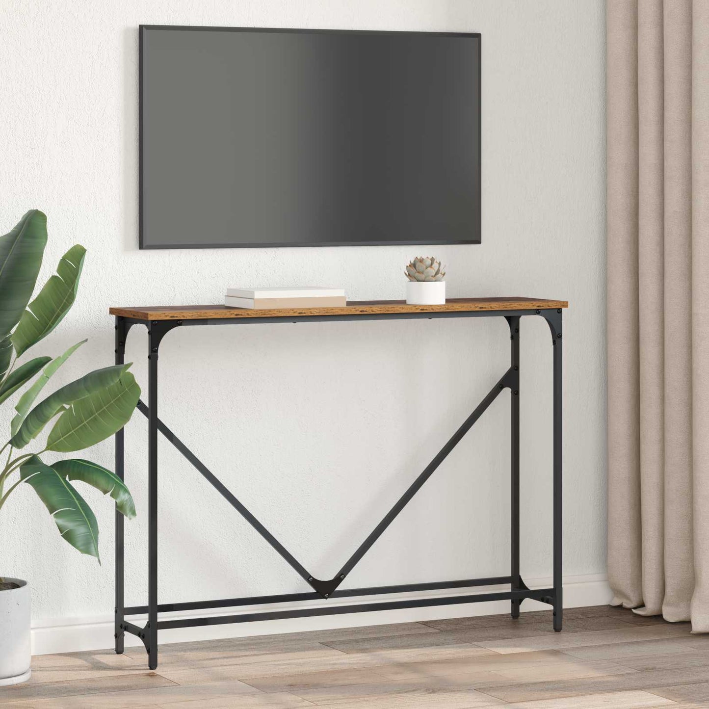 vidaXL Τραπέζι κονσόλας Παλιό Ξύλο 102 x 23 x 75 εκ Επεξεργασμένο ξύλο