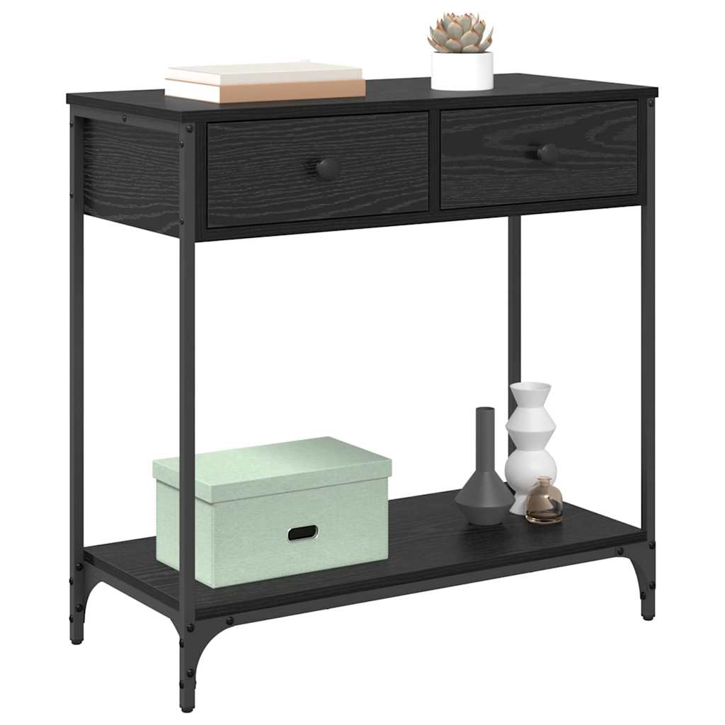 vidaXL Τραπέζι κονσόλας με συρτάρι Μαύρη Οξυά 75 x 34,5 x 75 εκ
