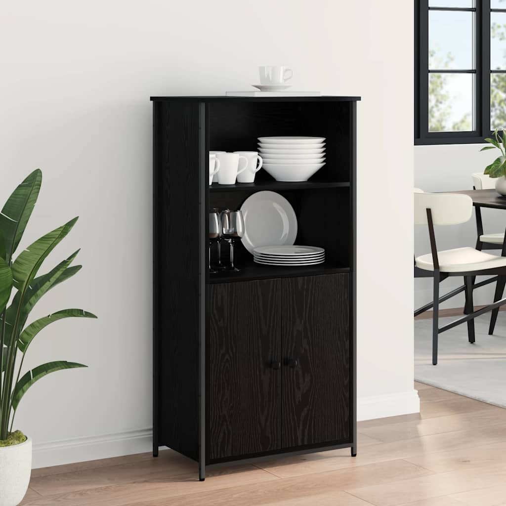 vidaXL Highboard Μαύρη Οξυά 62 x 36 x 121,5 εκ Επεξεργασμένο ξύλο
