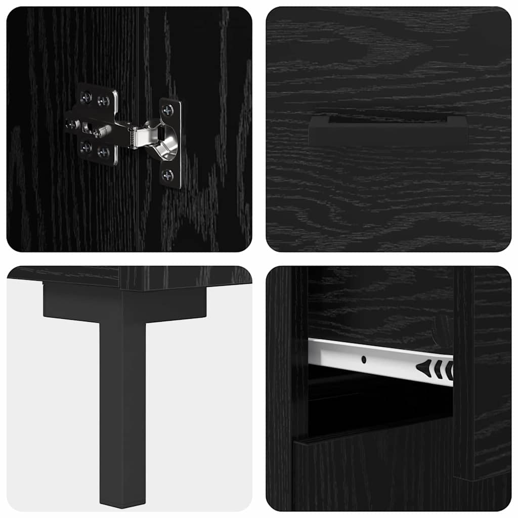 vidaXL Πλαϊνό γραφείο Μαύρη Οξυά 69,5 x 34 x 90 εκ. Επεξεργασμένο ξύλο