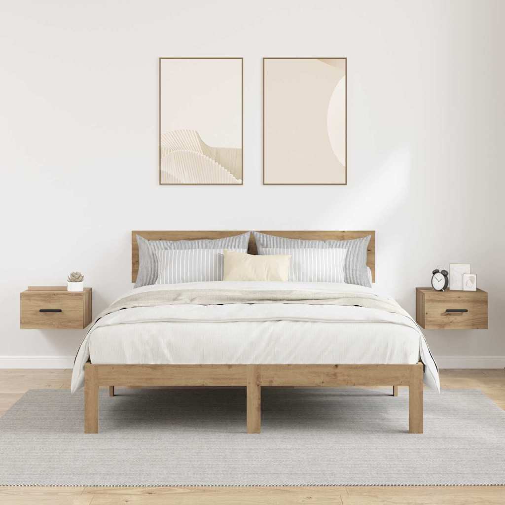 vidaXL Κομοδίνο 2 τμχ. 35 x 35 x 20 εκ Επεξεργασμένο Ξύλο Artisan Oak