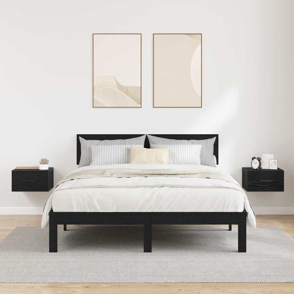 vidaXL Κομοδίνο 2 τμχ. 35 x 35 x 20 εκ Επεξεργασμένο Ξύλο Μαύρη Οξυά