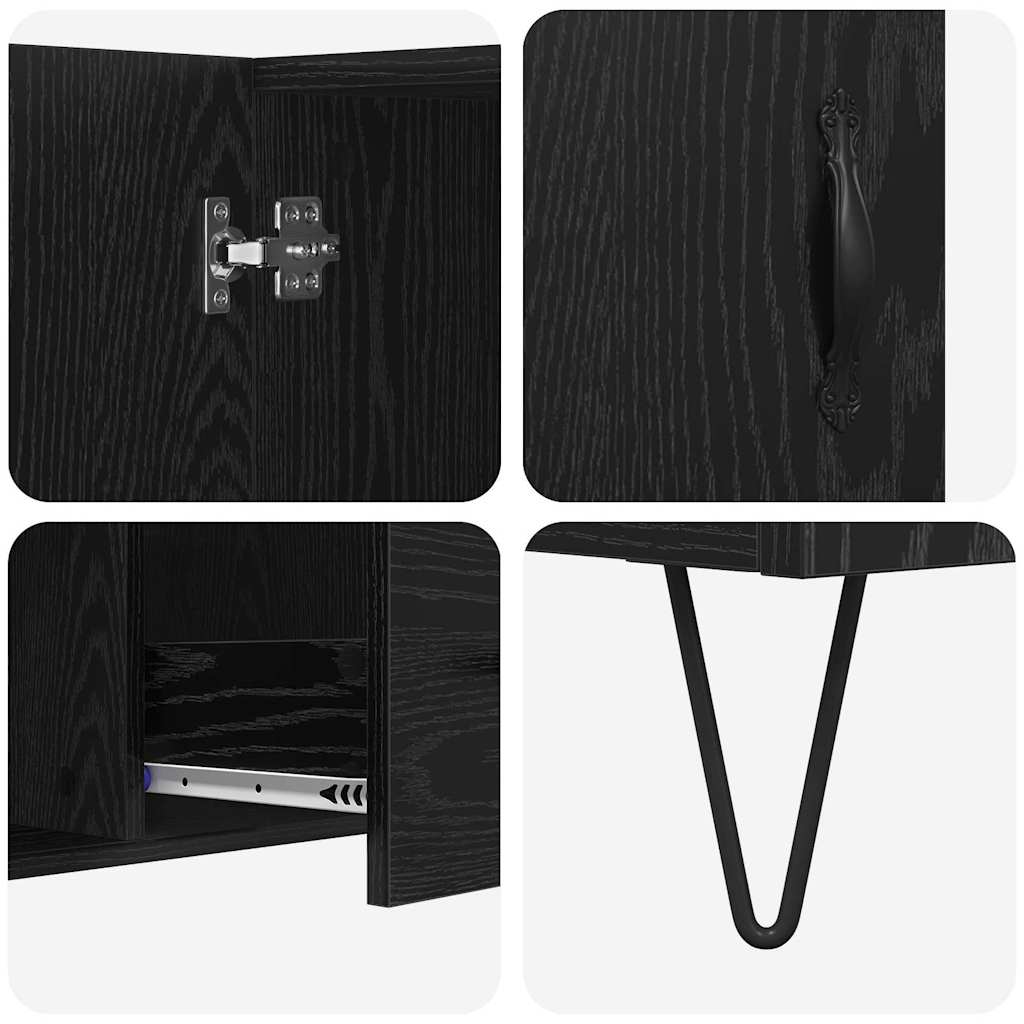 vidaXL Πλαϊνό γραφείο Μαύρη Οξυά 100 x 36 x 60 εκ. Επεξεργασμένο ξύλο