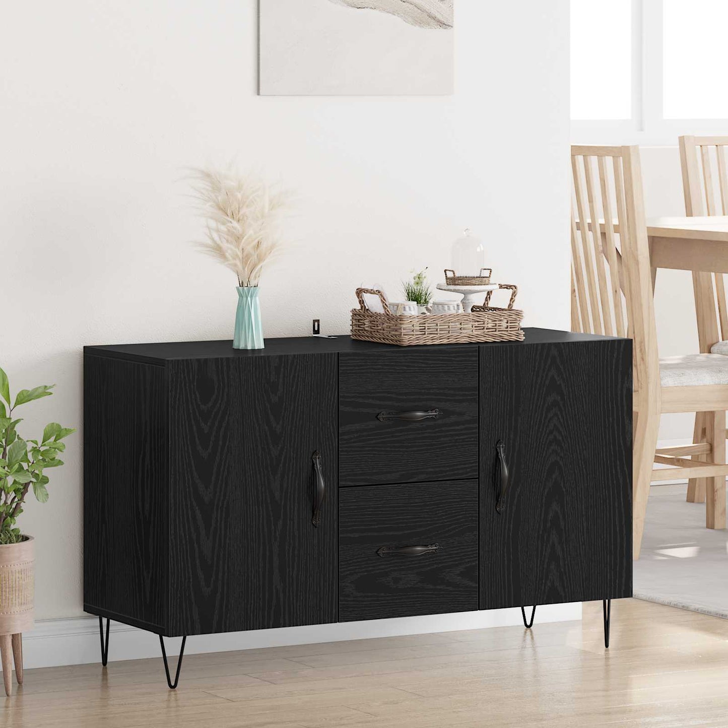 vidaXL Πλαϊνό γραφείο Μαύρη Οξυά 100 x 36 x 60 εκ. Επεξεργασμένο ξύλο