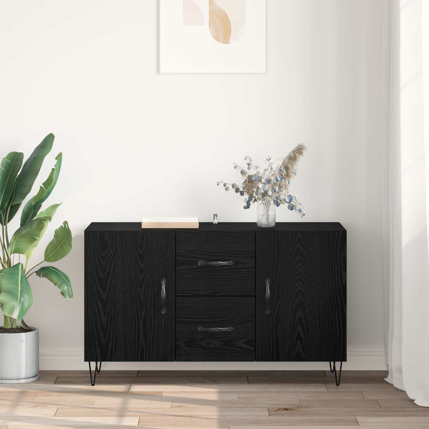 vidaXL Πλαϊνό γραφείο Μαύρη Οξυά 100 x 36 x 60 εκ. Επεξεργασμένο ξύλο