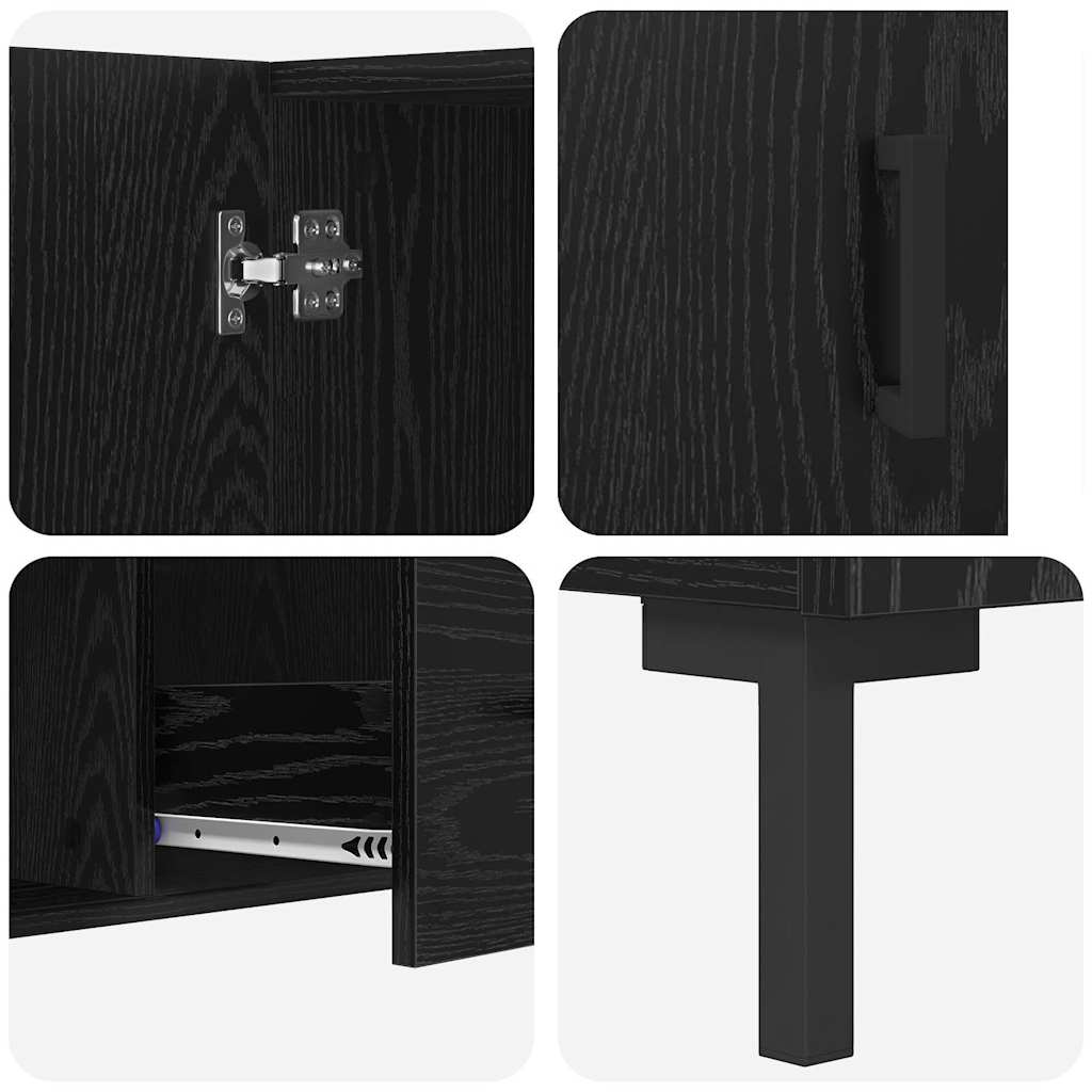 vidaXL Πλαϊνό γραφείο Μαύρη Οξυά 100 x 36 x 60 εκ. Επεξεργασμένο ξύλο