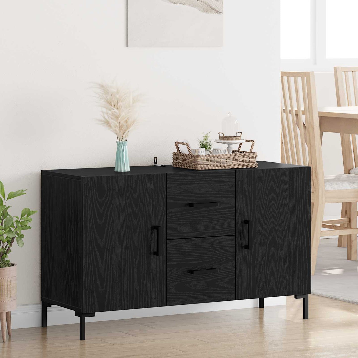 vidaXL Πλαϊνό γραφείο Μαύρη Οξυά 100 x 36 x 60 εκ. Επεξεργασμένο ξύλο