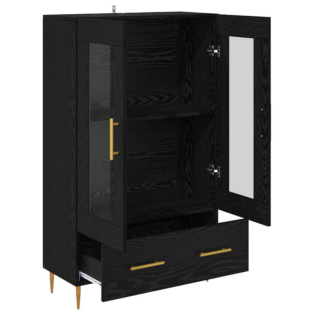 vidaXL Highboard Μαύρη Οξυά 69,5 x 31 x 115 εκ. Σύνθετο Ξύλο και Γυαλί