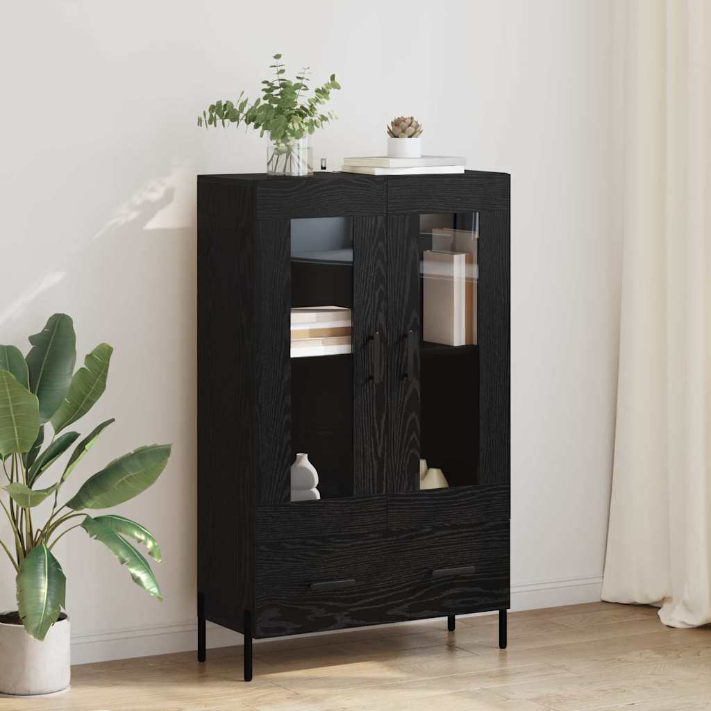 vidaXL Highboard με συρτάρι Corona Μαύρη Οξυά 69,5 x 31 x 115 εκ.