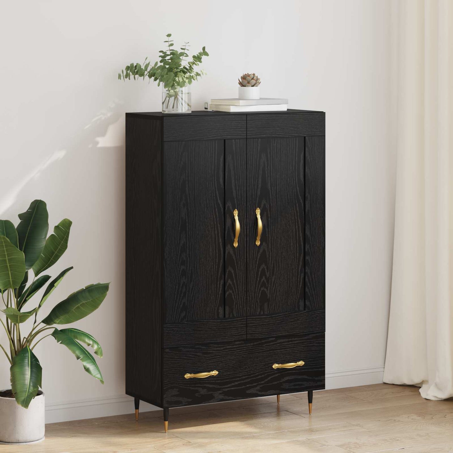 vidaXL Highboard Μαύρη Οξυά 69,5 x 31 x 115 εκ. Επεξεργασμένο ξύλο