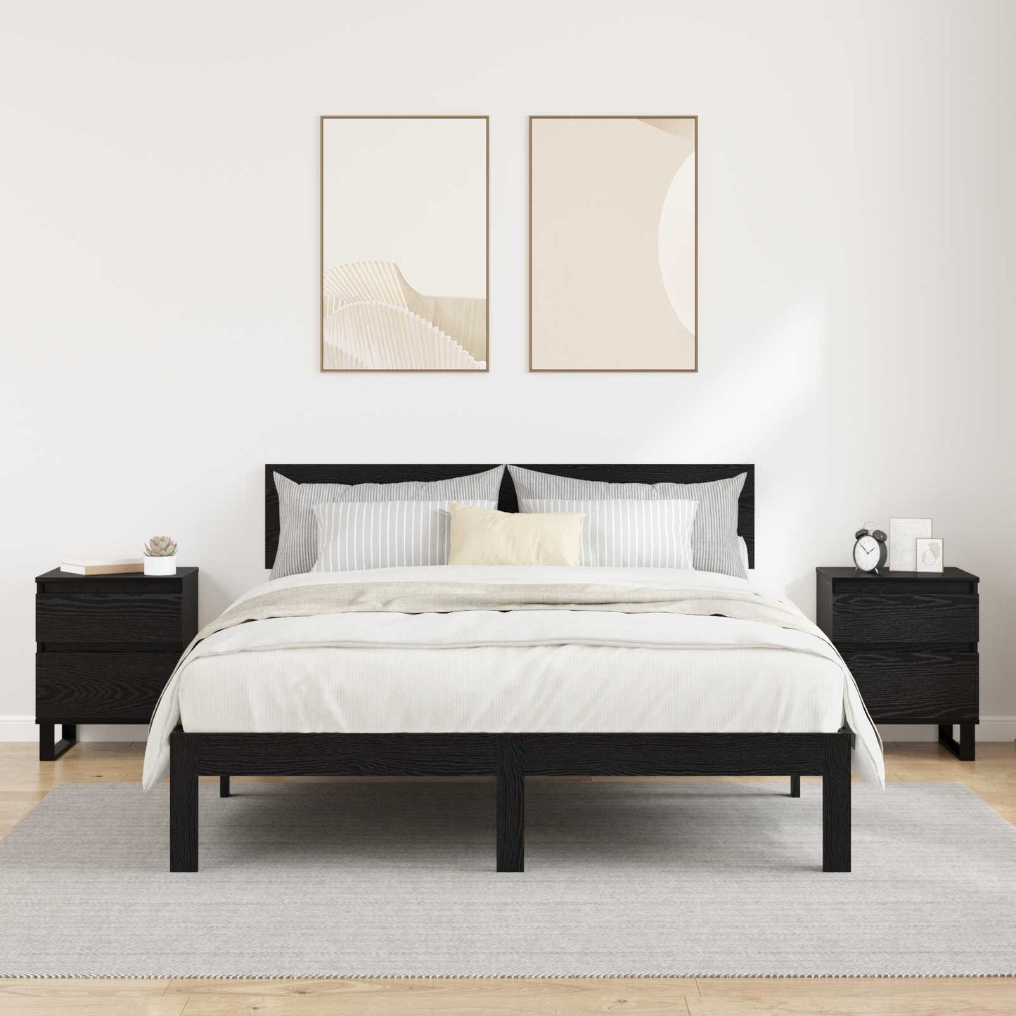 vidaXL Κομοδίνο 2 τεμ. Μαύρη Οξυά 40 x 35 x 50 εκ. Επεξεργασμένο Ξύλο