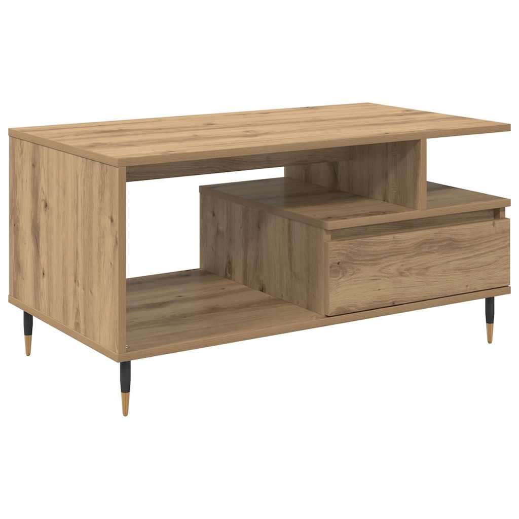 vidaXL Τραπεζάκι σαλονιού με συρτάρι Artisan Oak 90 x 49 x 45 εκ