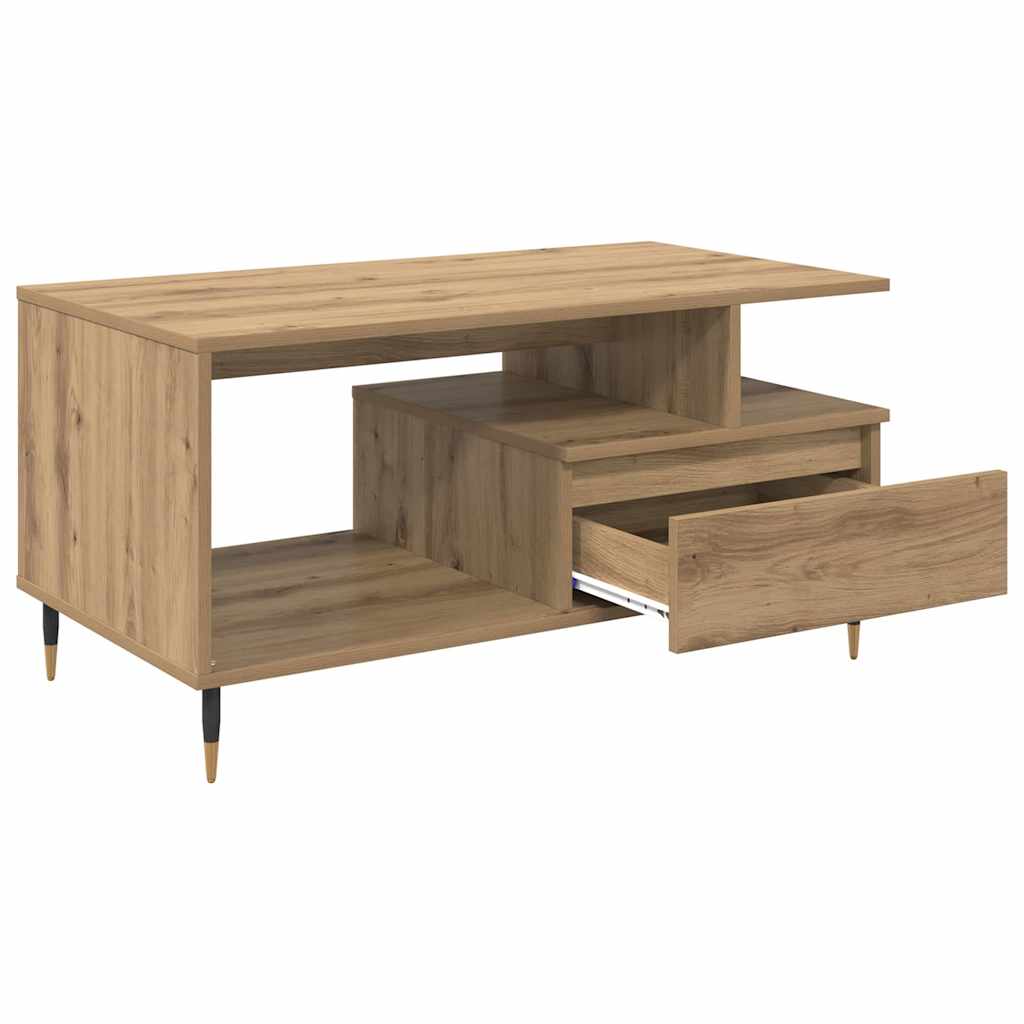 vidaXL Τραπεζάκι σαλονιού με συρτάρι Artisan Oak 90 x 49 x 45 εκ